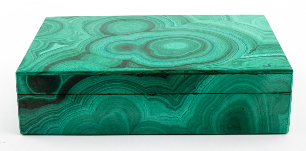 MALACHITE-VENEERED BLACK ONYX TABLE