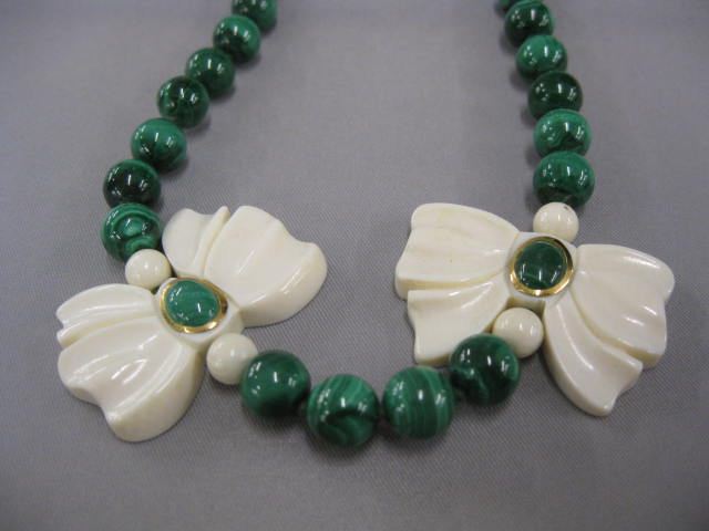 Malacite Bead Necklacewith gold &