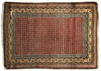 Malayer rug, rows of guls on red