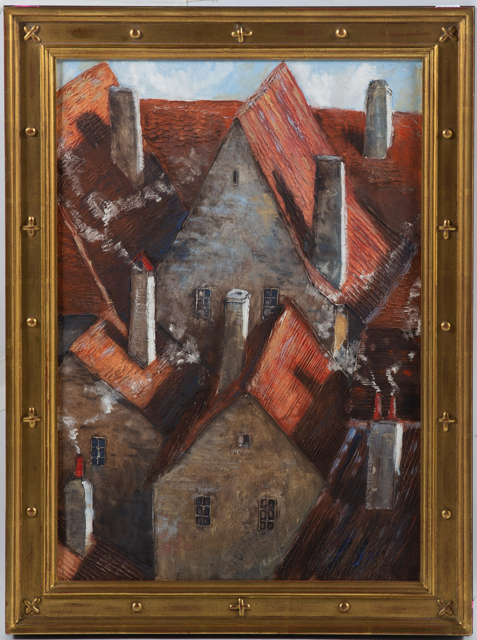 MALKHAUSKA. ROOFTOPS, OIL Oil on