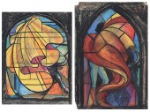 MALVINA HOFFMAN TWO STAINED GL