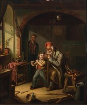 MAN AND BOY PLAYING WITH TOY S
