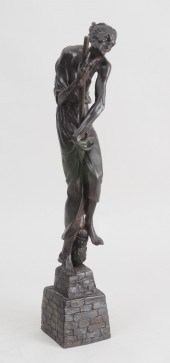 MAN WITH BROOM Bronze modeled