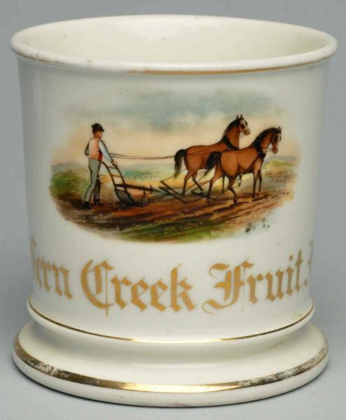 Man with Plow Shaving Mug.  Gilt