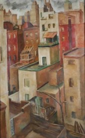 MANHATTAN ROOFTOPS, OIL ON CAN