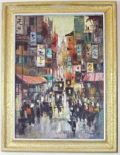 MANILA STREET SCENE, OIL ON CA