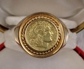 MAN'S GOLD COIN SOLITAIRE RING