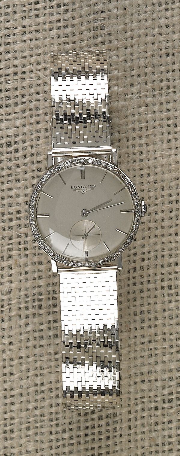 Man's white gold Longines wrist
