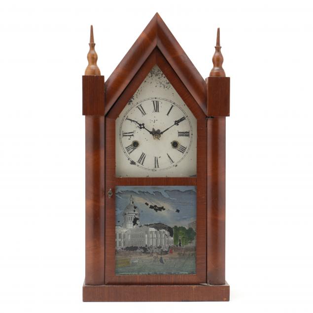 MANTEL STEEPLE CLOCK SHOWING ST.