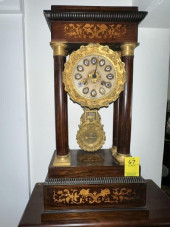 MANTLE CLOCK, ROSEWOOD, 4 COLU