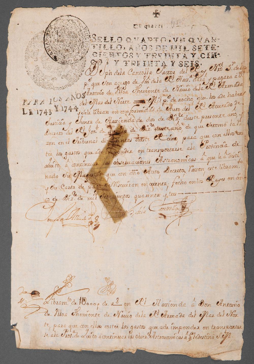MANUSCRIPT DOCUMENT SIGNED BY
