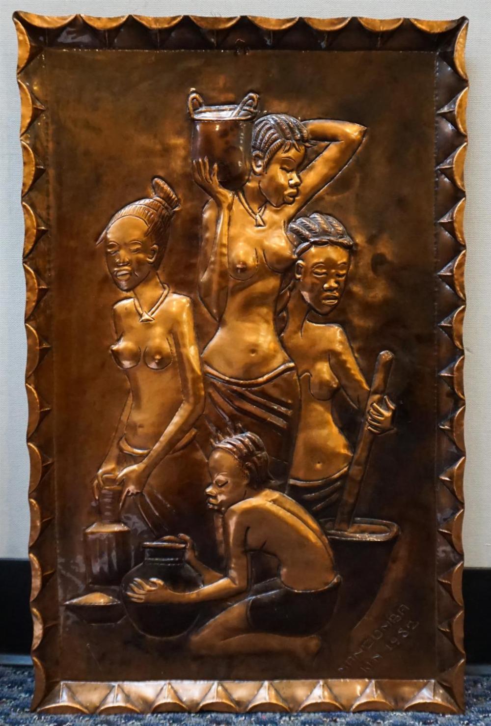 MANZOMBA, COPPER RELIEF PLAQUE OF