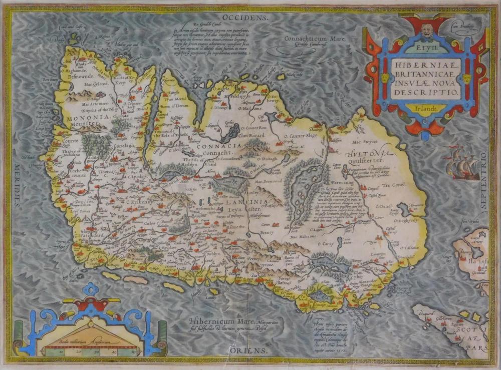 MAP: MAP OF IRELAND, 16TH C., BY