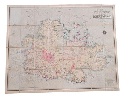 MAP OF ANTIGUA, 1852, WM.