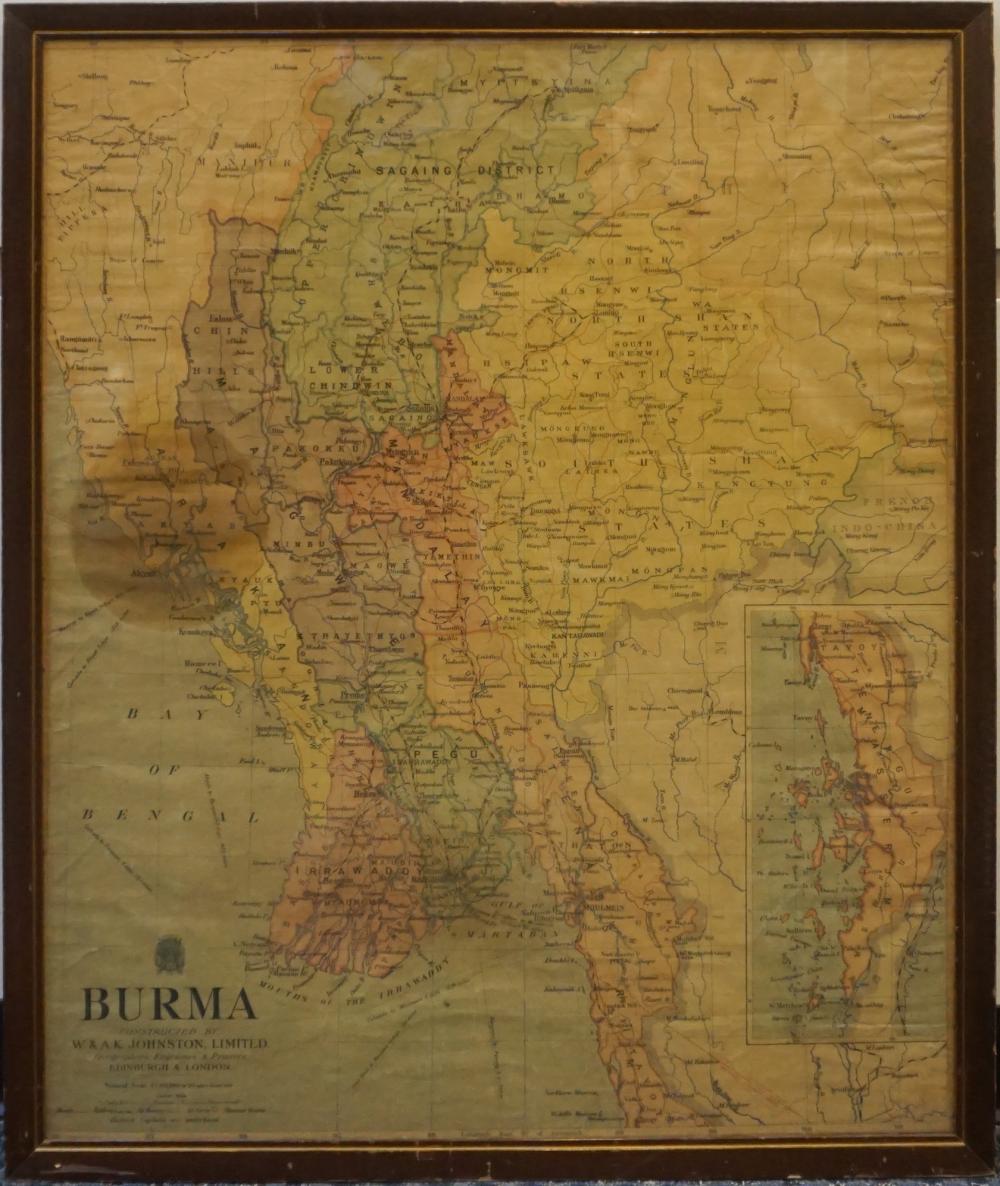 MAP OF BURMA FRAME: 44 X 35 3/4 IN.