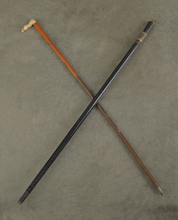 Maple cane with a carved ivory