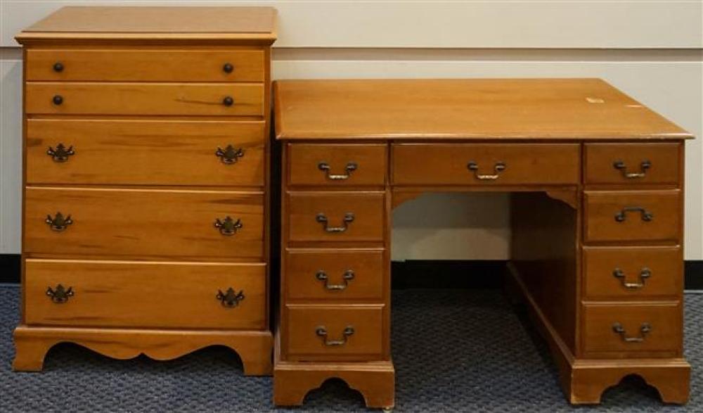 MAPLE FINISH DESK AND CHESTMaple