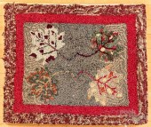 MAPLE LEAF HOOKED RUG, CA. 190
