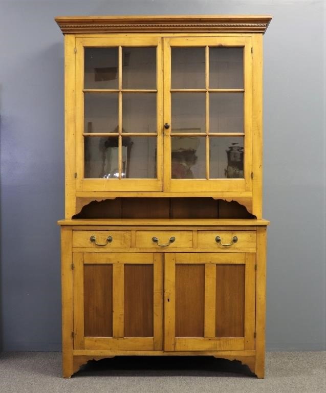 Maple two-piece Dutch cupboard,