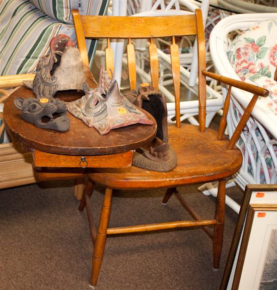 Maple windsor plank-seat chair with