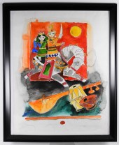 MAQBOOL FIDA HUSAIN FIGURAL WC