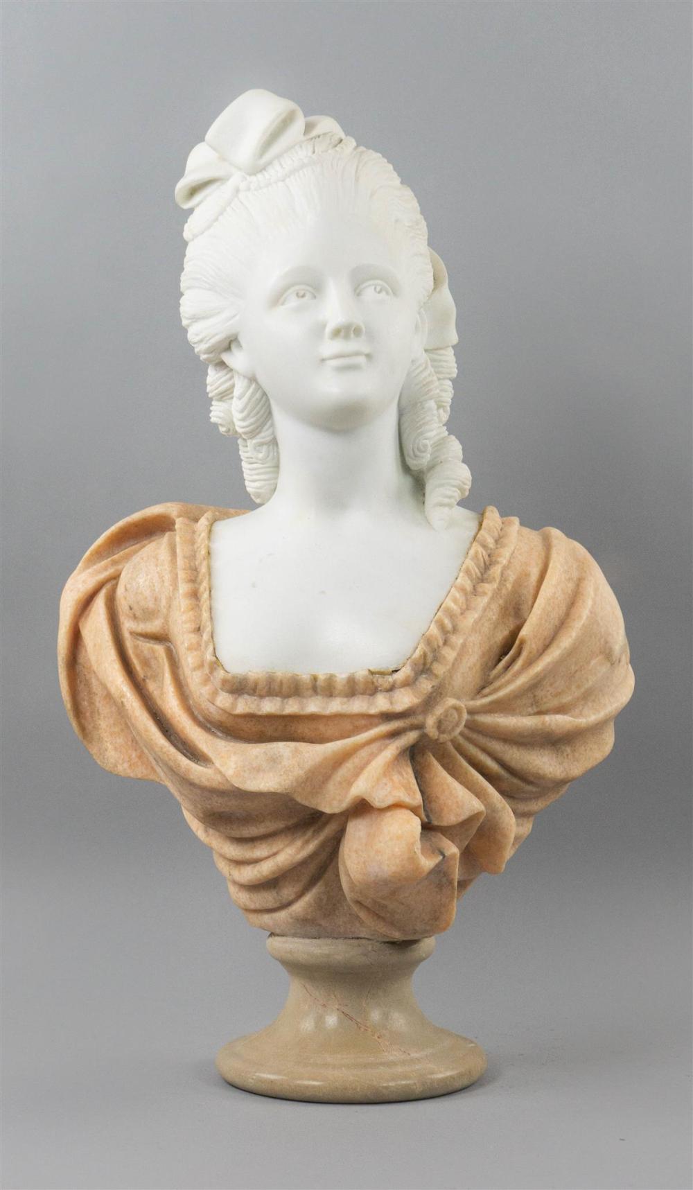 MARBLE AND ALABASTER BUST OF A