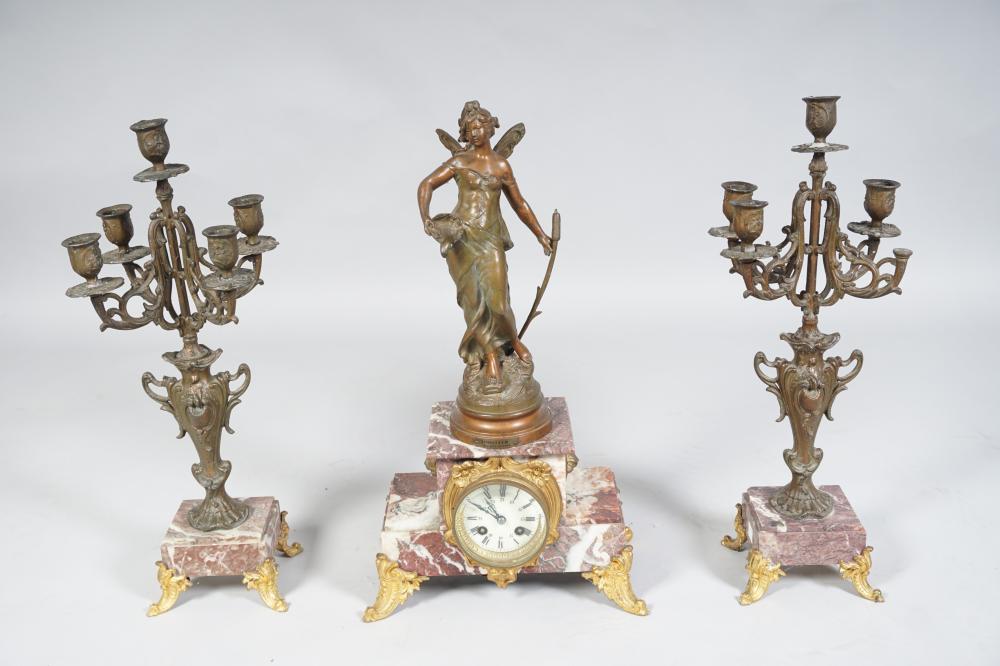 MARBLE AND BRONZE CLOCK