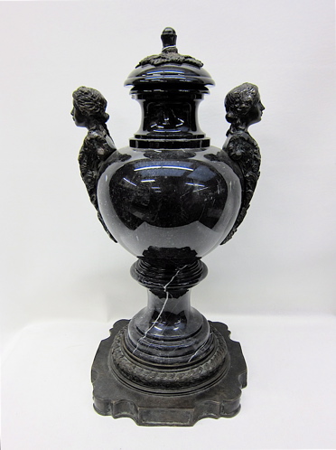 MARBLE AND BRONZE COVERED URN
