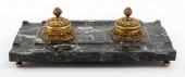 MARBLE AND GILDED METAL DESK S