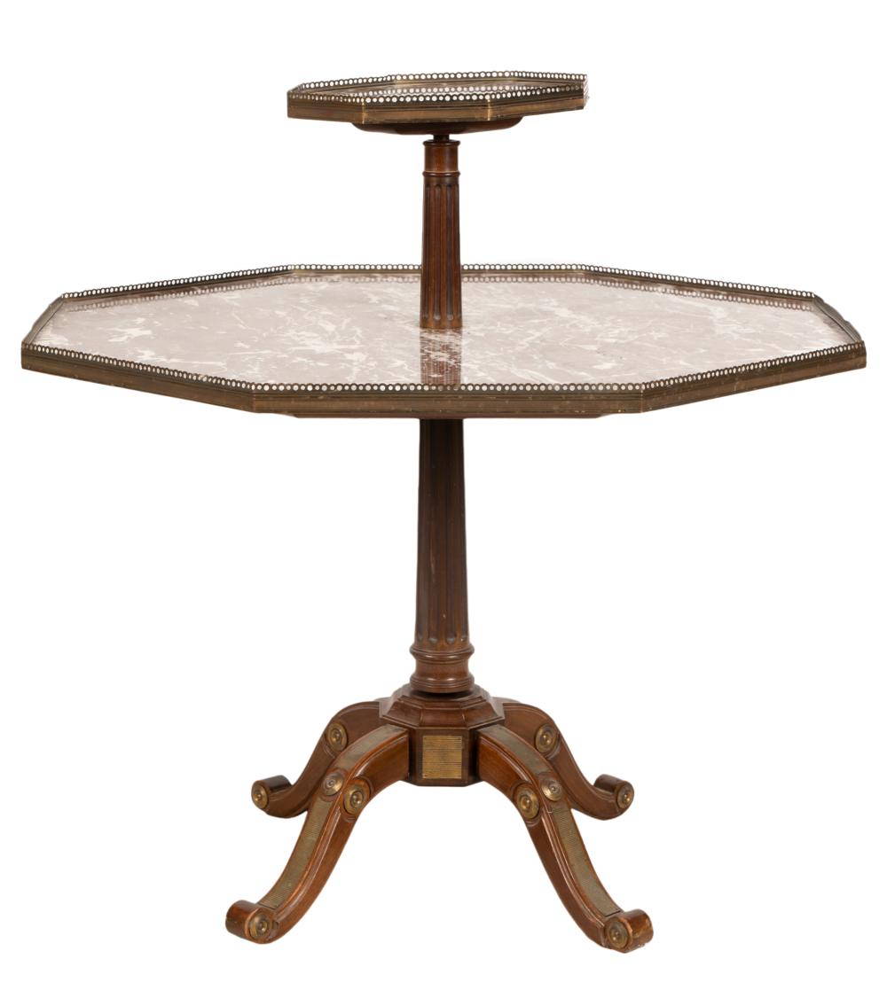 MARBLE AND MAHOGANY OCTAGONAL