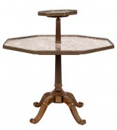MARBLE AND MAHOGANY OCTAGONAL