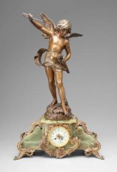 Marble-base clock, spelterware