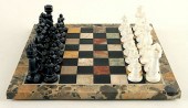 MARBLE BOARD CHESS SET & 36 MA