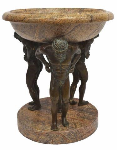 MARBLE & BRONZE ATLAS CENTERPIECE