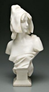 Marble bust, E. Villanis (Emma