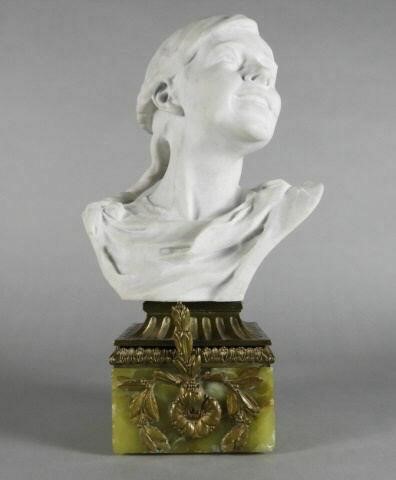 MARBLE BUST OF SMILING GIRL, MID