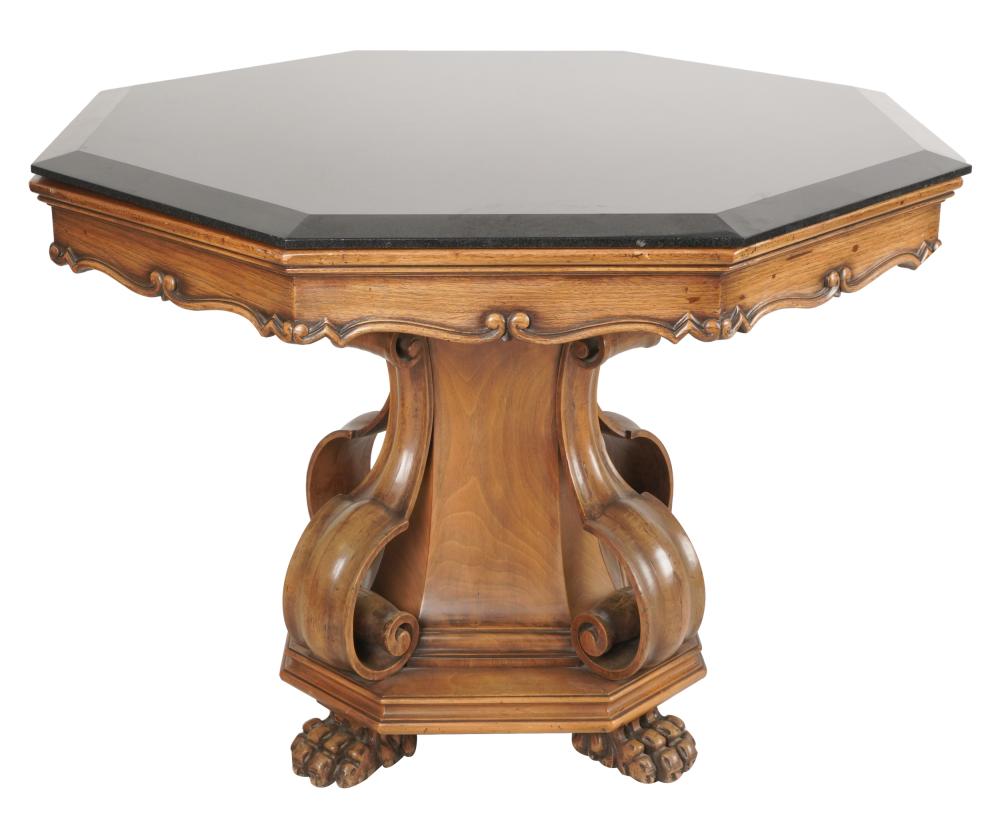 MARBLE & CARVED WALNUT CENTER