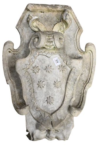 MARBLE COAT OF ARMS WITH FACE AT