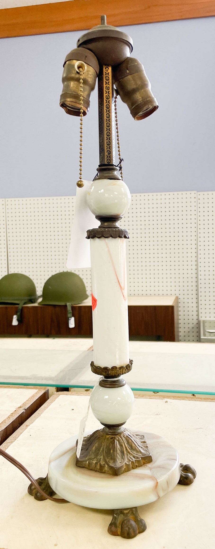 Marble column form table lamp,