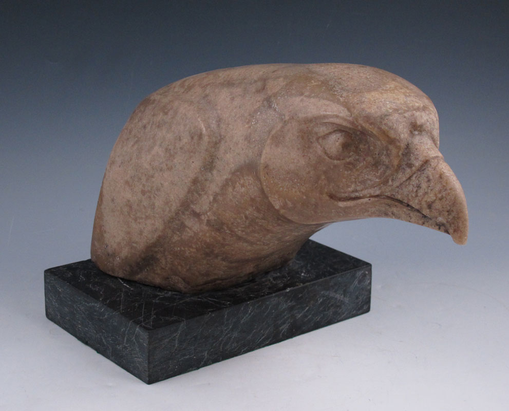 MARBLE EAGLE CARVING SIGNED J.L.