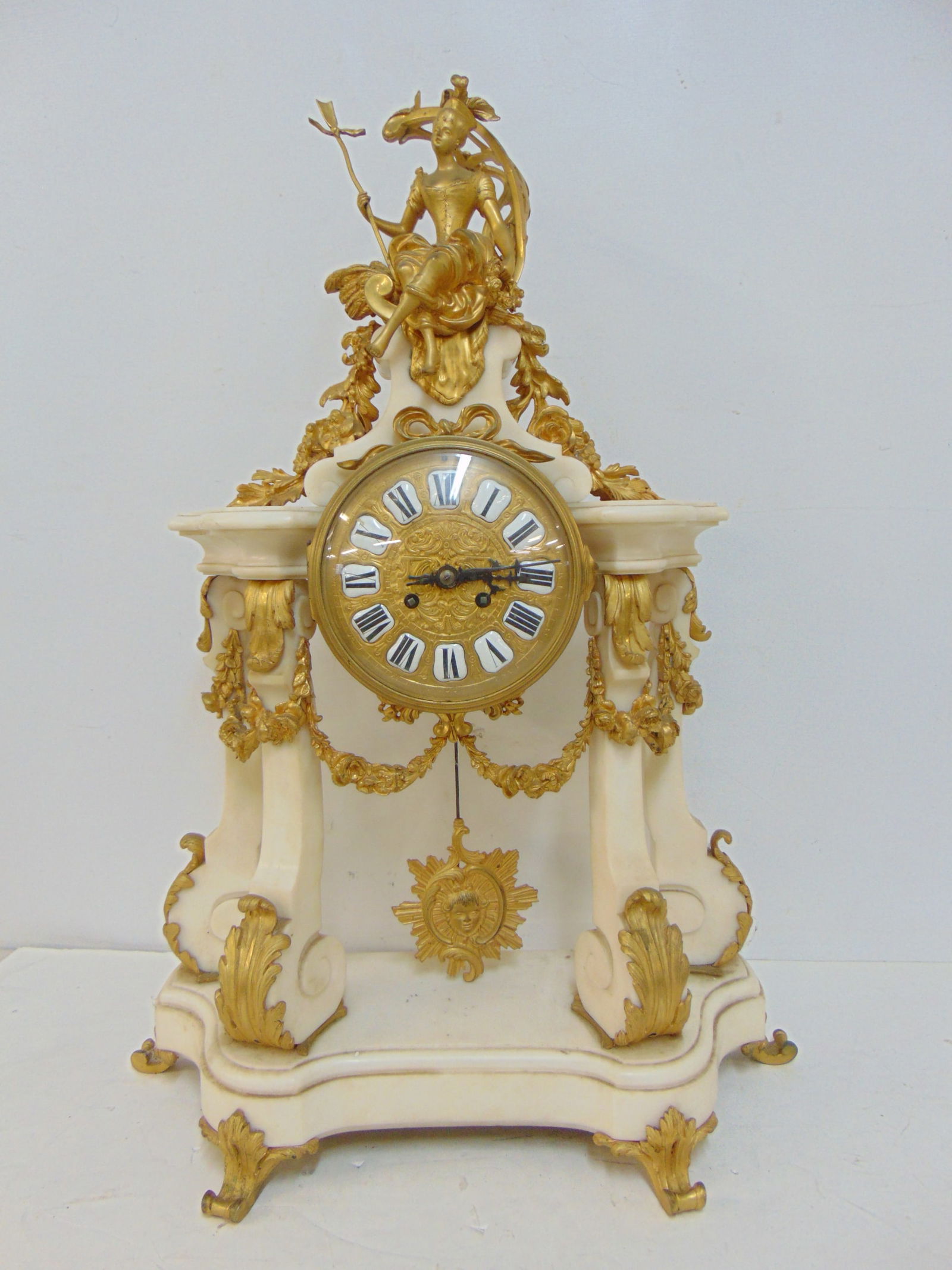 MARBLE & GILT BRONZE MANTEL