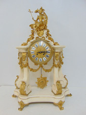 MARBLE & GILT BRONZE MANTEL CL