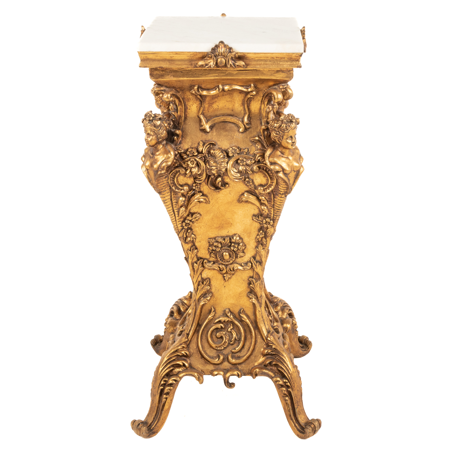 MARBLE & GILT DECORATED PEDESTAL