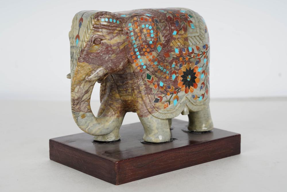 MARBLE INLAID ELEPHANTmounted on
