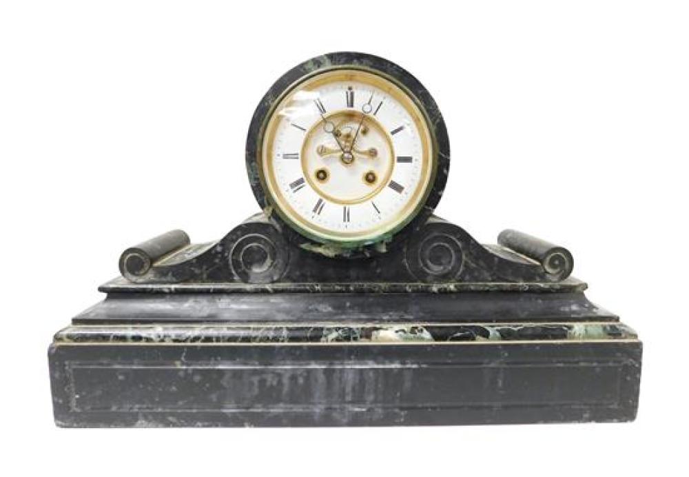 MARBLE MANTEL CLOCK, LATE 19TH /