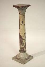 MARBLE PEDESTAL IN MOTTLED GRA