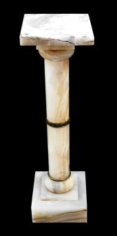 MARBLE PEDESTAL, SQUARE TOP OV