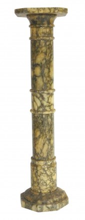 MARBLE PEDESTAL, TAN TO CAMEL