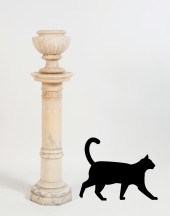 MARBLE PEDESTAL & URN: Carved