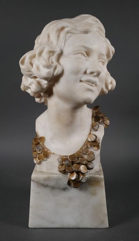 MARBLE PORTRAIT BUSTCarved marble